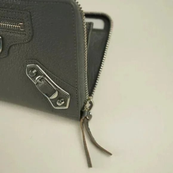 Balenciaga Grey Classic Metallic Edge Continental Zip Around Wallet - Picture 5 of 8